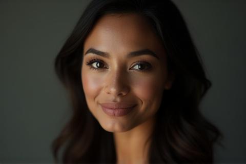 A striking professional portrait of an individual.